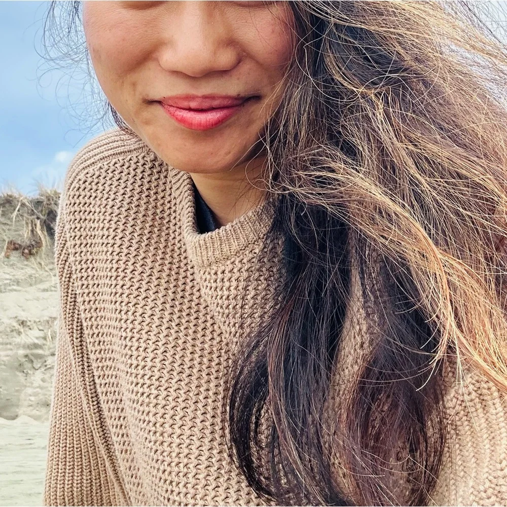 Tommy Hilfiger Beige Camel Knit Jumper Crew Neck Oversized Sweater - Picture 5 of 10